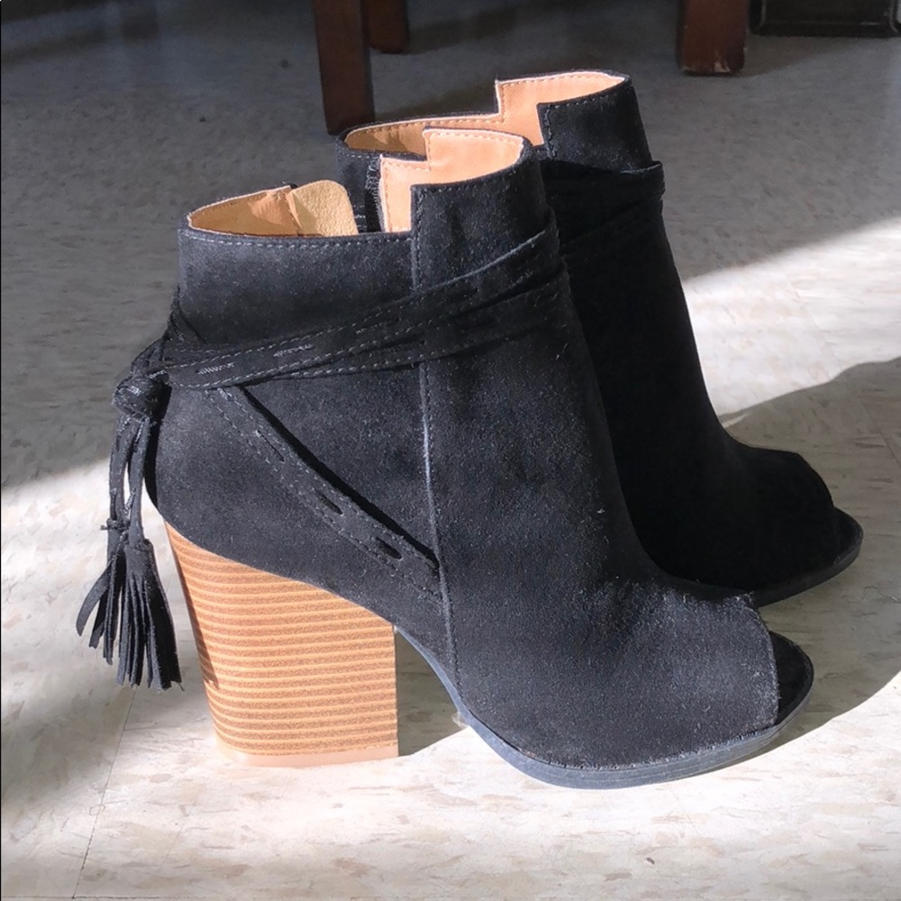 Black Qupid Peep Toe Booties